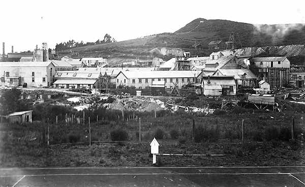 Waihi Battery photographed from the tennis court. 