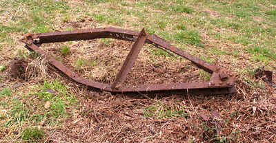 Cross arm and footings are the remains of this power pylon 2008