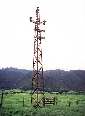 Power pylon at Stanley Landing, Matamata 2003.