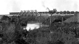 Black Bridge where the tramway crossed the Ohinemuri River. c. 1897