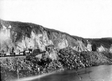 Locomotive, probably "Ohinemuri", in the second largest cutting. c.1897