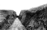 Locomotive in deep cutting, travelling toward Waikino. c.1897